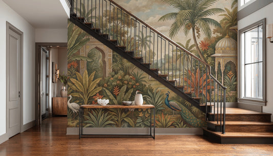 Tropical Landscape Wallpaper Exotic Peacocks Wall Mural