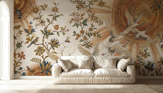 Vintage Birds Wallpaper Floral Nature Wall Mural