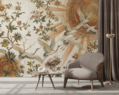 Vintage Birds Wallpaper Floral Nature Wall Mural