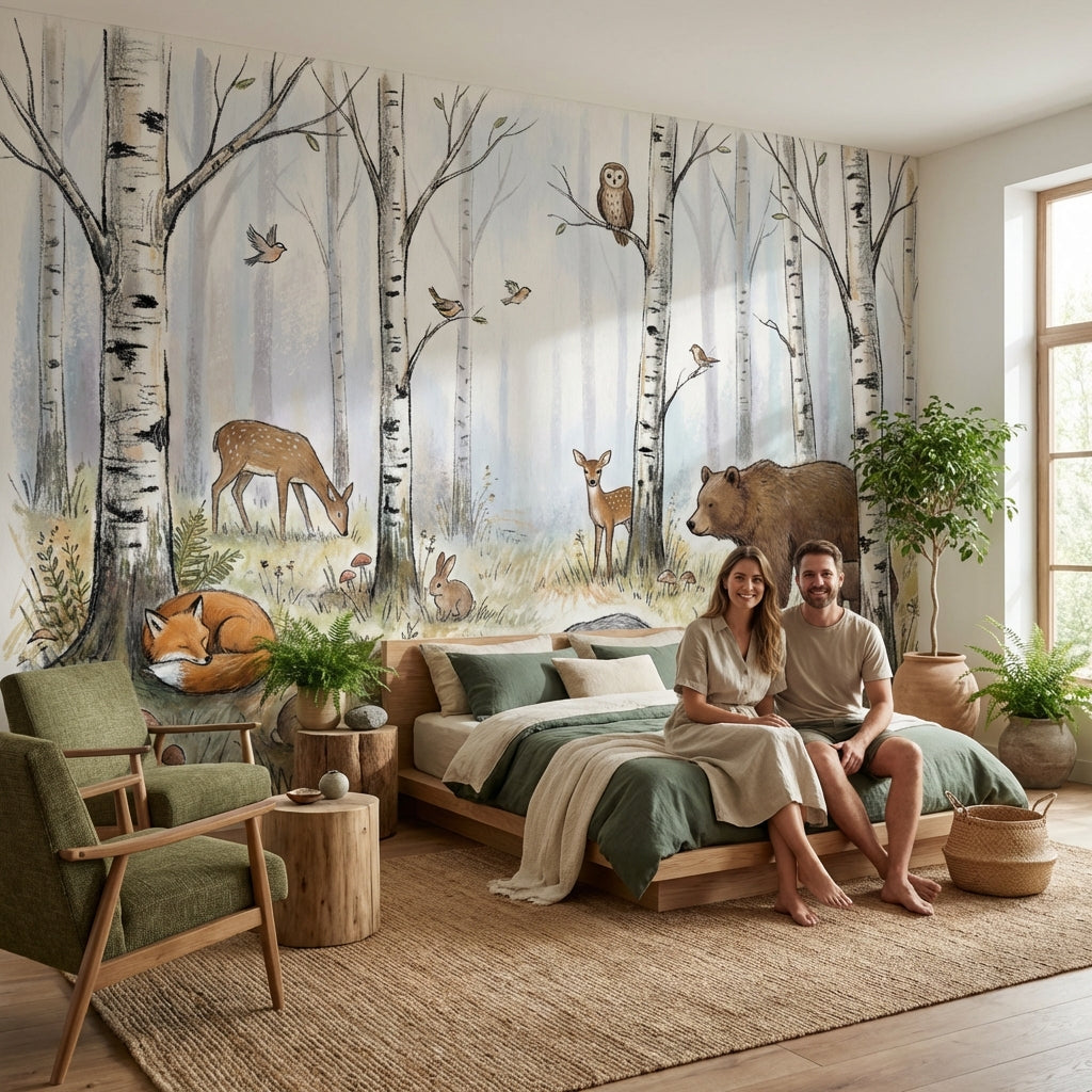 Whimsical Forest Wallpaper Nature Animal Wall Mural