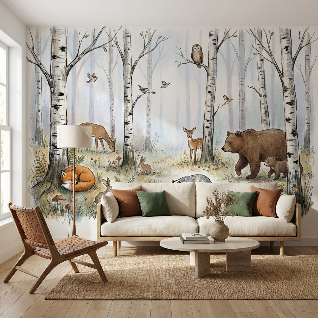 Whimsical Forest Wallpaper Nature Animal Wall Mural