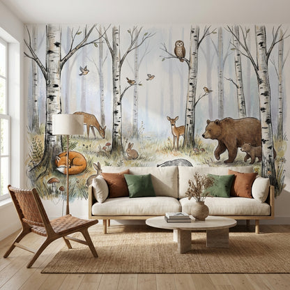 Whimsical Forest Wallpaper Nature Animal Wall Mural