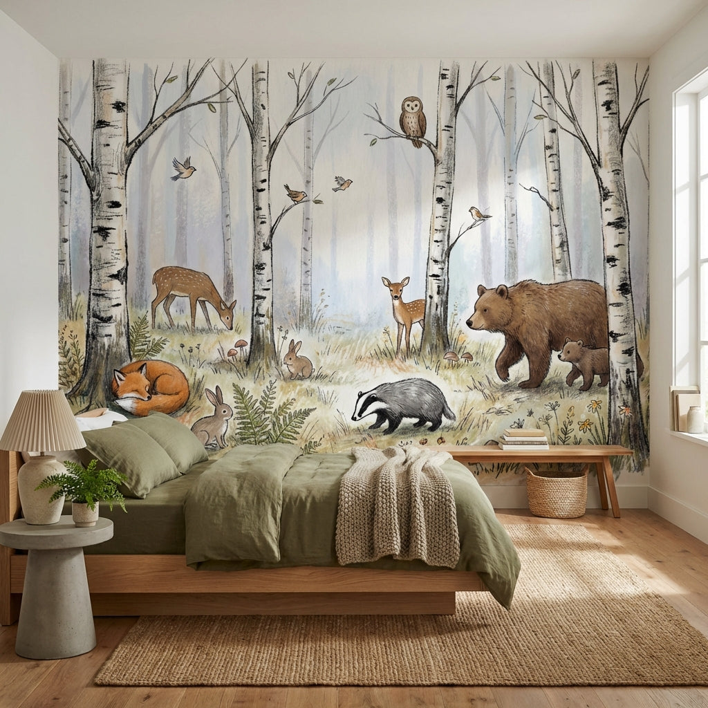 Whimsical Forest Wallpaper Nature Animal Wall Mural