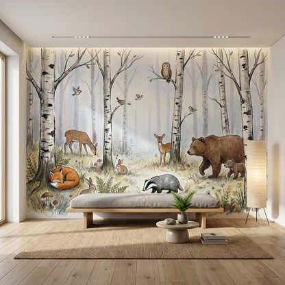 Whimsical Forest Wallpaper Nature Animal Wall Mural
