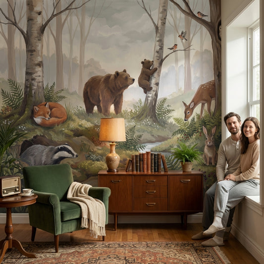 Shades Of Green Wallpaper Forest Wildlife Wall Mural