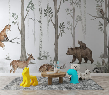 Forest Wallpaper Animals Nature Wall Mural