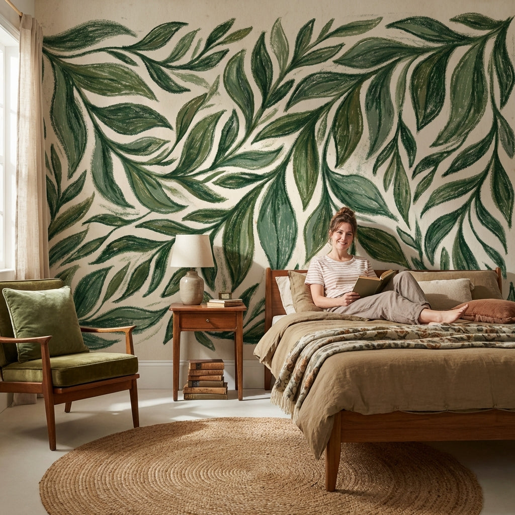Shades Of Green Wallpaper Natural Leaf Wall Mural