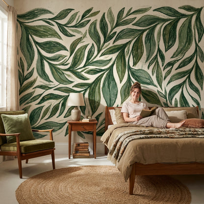 Shades Of Green Wallpaper Natural Leaf Wall Mural