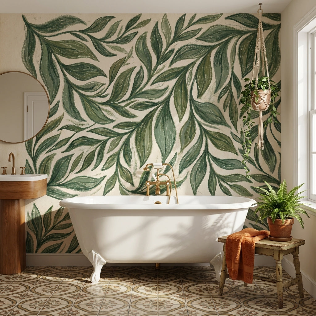 Shades Of Green Wallpaper Natural Leaf Wall Mural