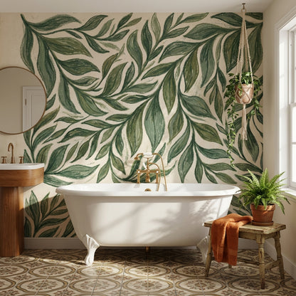 Shades Of Green Wallpaper Natural Leaf Wall Mural