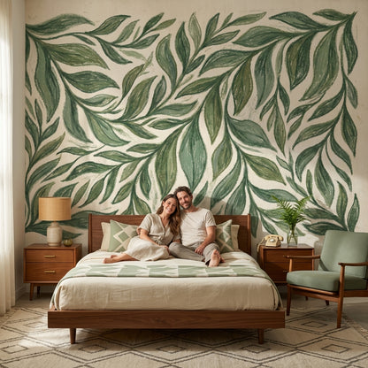 Shades Of Green Wallpaper Natural Leaf Wall Mural
