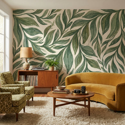 Shades Of Green Wallpaper Natural Leaf Wall Mural