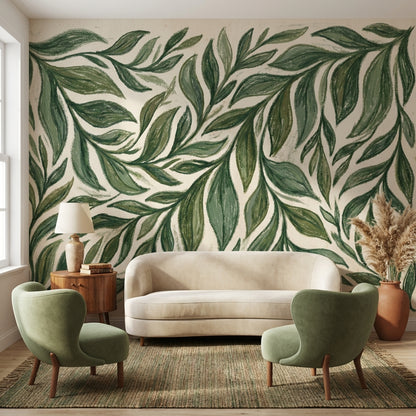 Shades Of Green Wallpaper Natural Leaf Wall Mural
