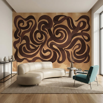Abstract Swirls Wallpaper Modern Dynamic Wall Mural