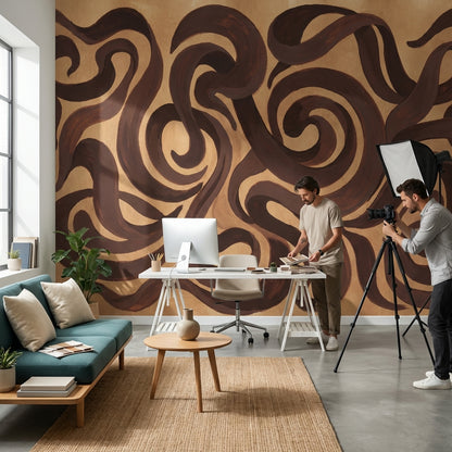 Abstract Swirls Wallpaper Modern Dynamic Wall Mural