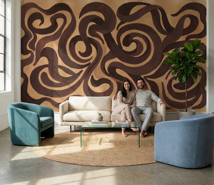 Abstract Swirls Wallpaper Modern Dynamic Wall Mural