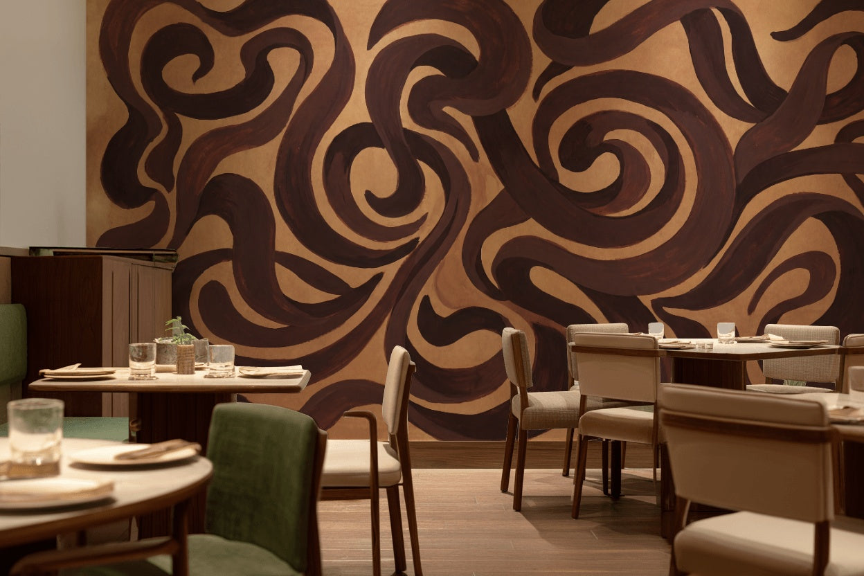 Abstract Swirls Wallpaper Modern Dynamic Wall Mural