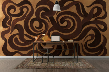 Abstract Swirls Wallpaper Modern Dynamic Wall Mural