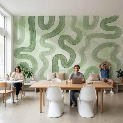 Abstract Pattern Wallpaper Shades Green Wall Decor