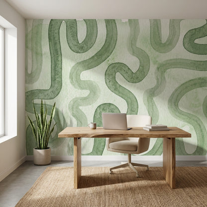 Abstract Pattern Wallpaper Shades Green Wall Decor