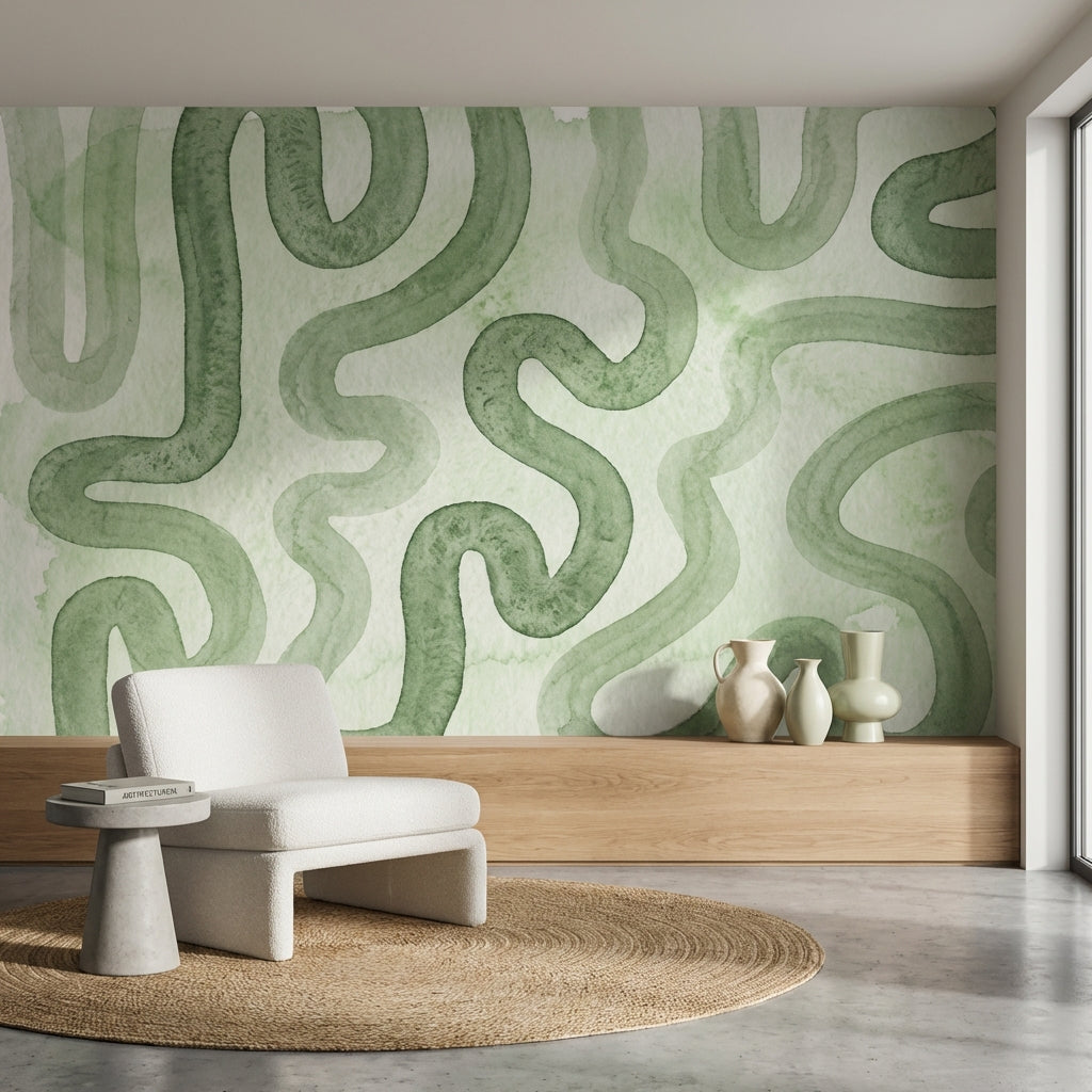 Abstract Pattern Wallpaper Shades Green Wall Decor