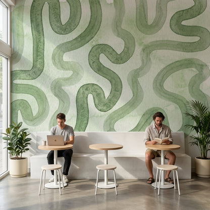 Abstract Pattern Wallpaper Shades Green Wall Decor