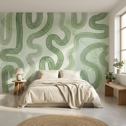 Abstract Pattern Wallpaper Shades Green Wall Decor