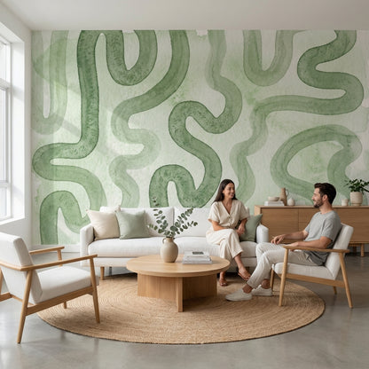Abstract Pattern Wallpaper Shades Green Wall Decor