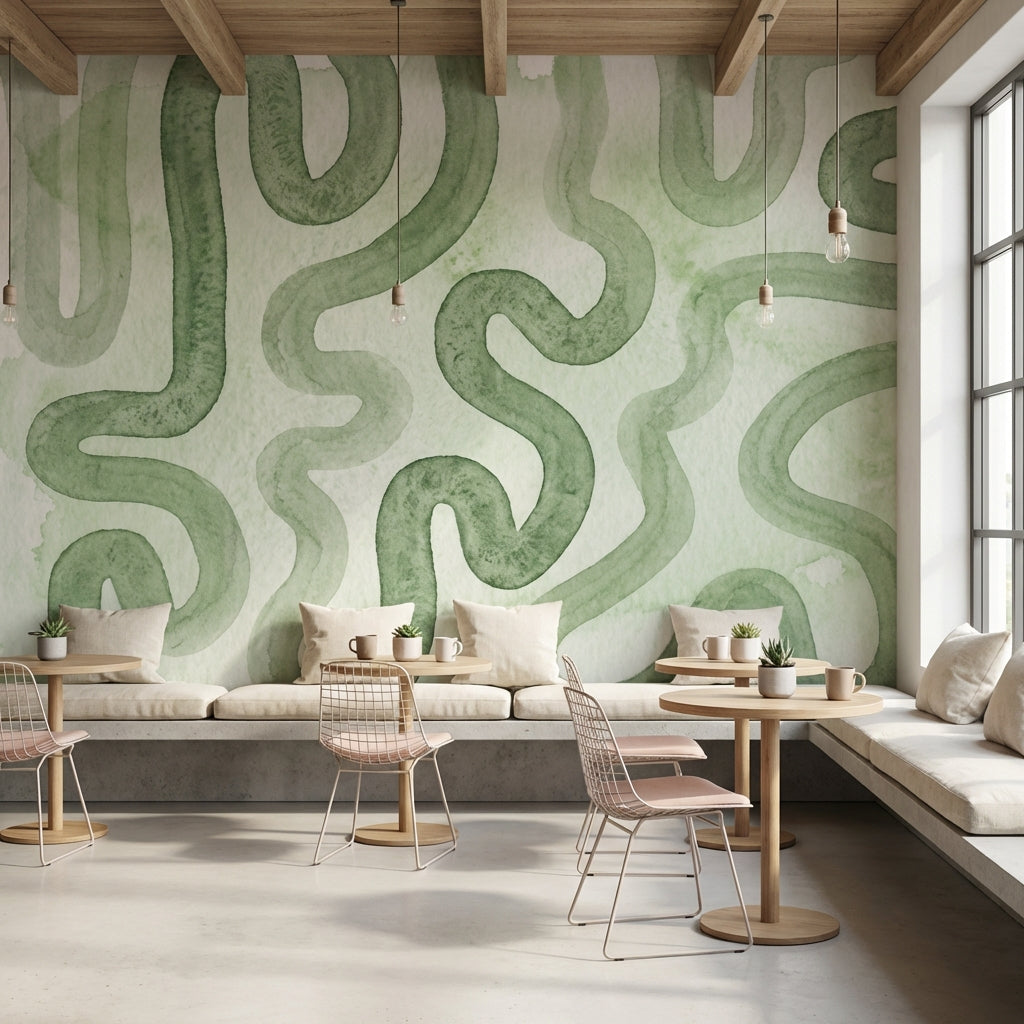 Abstract Pattern Wallpaper Shades Green Wall Decor