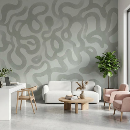 Organic Wallpaper Gray Abstract Wall Mural