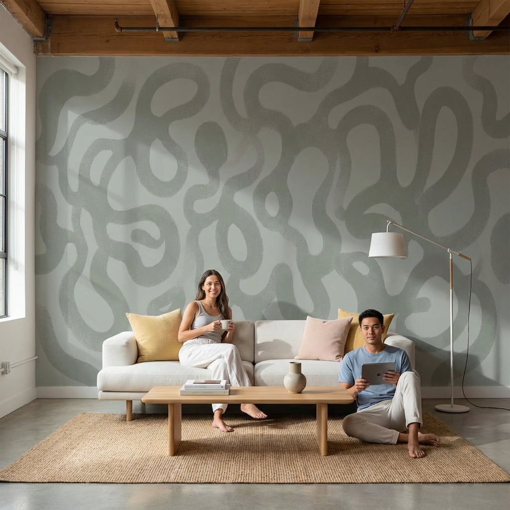 Organic Wallpaper Gray Abstract Wall Mural