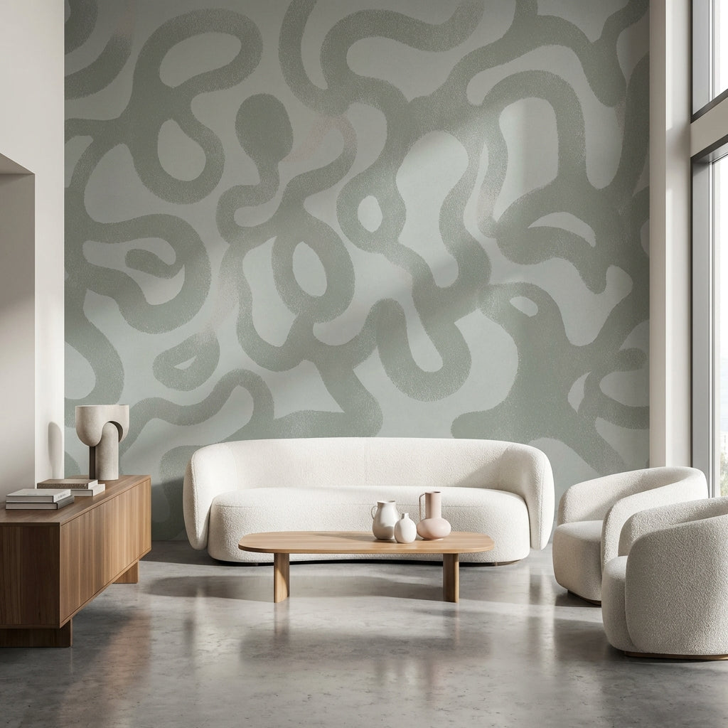 Organic Wallpaper Gray Abstract Wall Mural