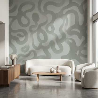 Organic Wallpaper Gray Abstract Wall Mural