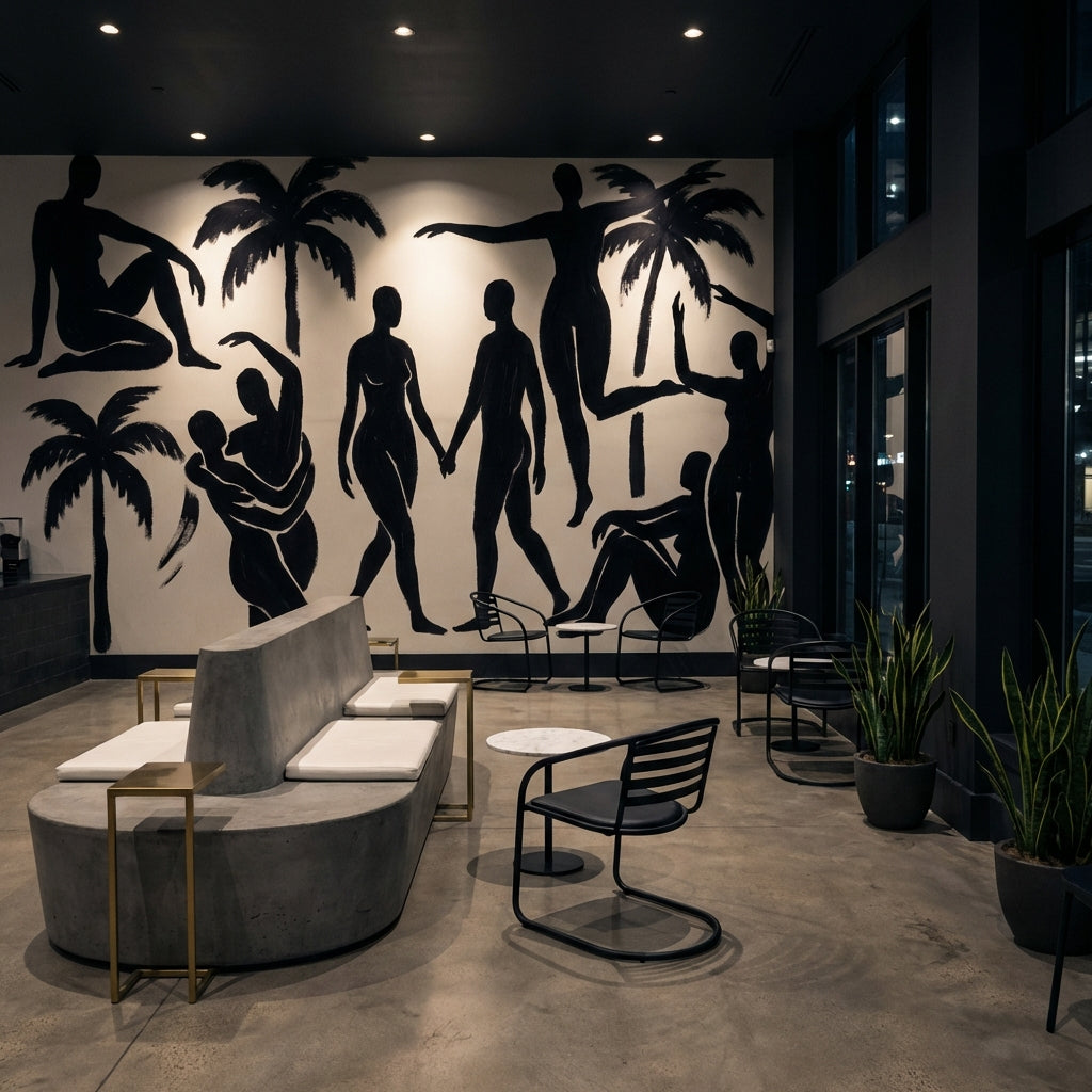 Silhouettes Wallpaper Palm Trees Minimalist Wall Mural