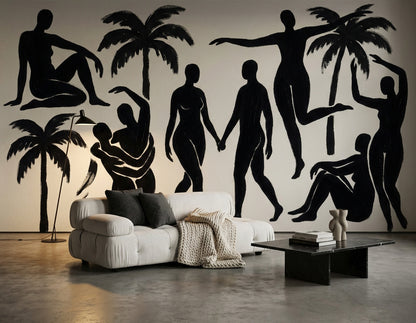 Silhouettes Wallpaper Palm Trees Minimalist Wall Mural