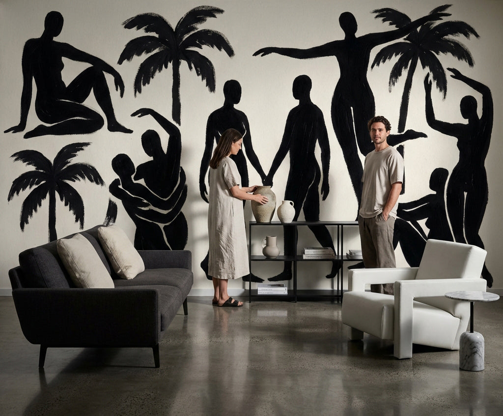 Silhouettes Wallpaper Palm Trees Minimalist Wall Mural