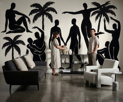 Silhouettes Wallpaper Palm Trees Minimalist Wall Mural