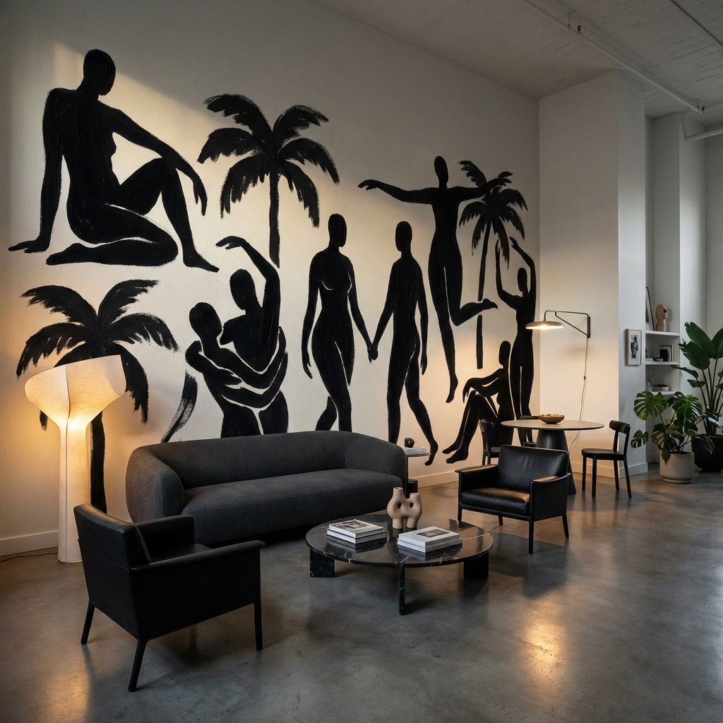 Silhouettes Wallpaper Palm Trees Minimalist Wall Mural