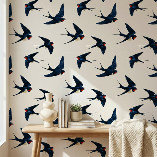 Swallows Wallpaper Birds Minimalist Decorative Mural