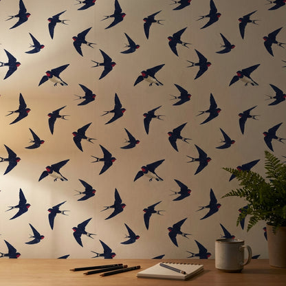 Swallows Wallpaper Birds Removable Minimalist Wall Art