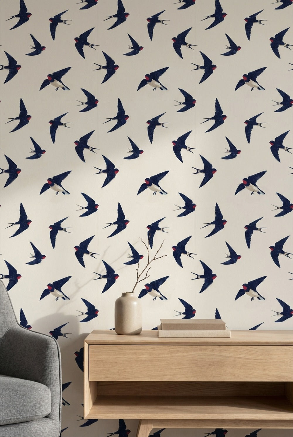 Swallows Wallpaper Birds Removable Minimalist Wall Art