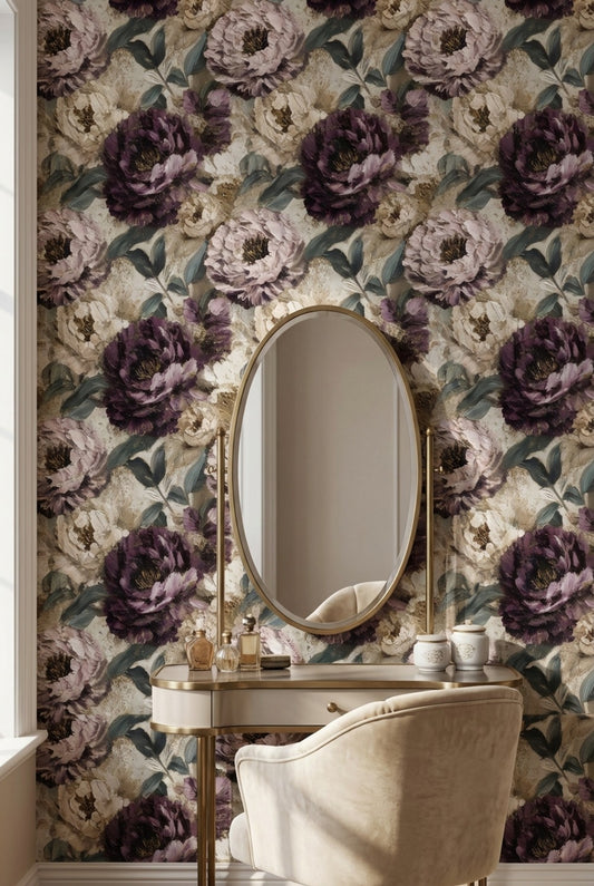 Muted Green Wallpaper Vintage Floral Wall Decor