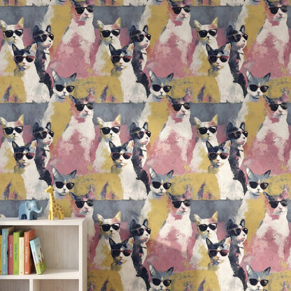 Cats Wallpaper Sunglasses Whimsical Mural