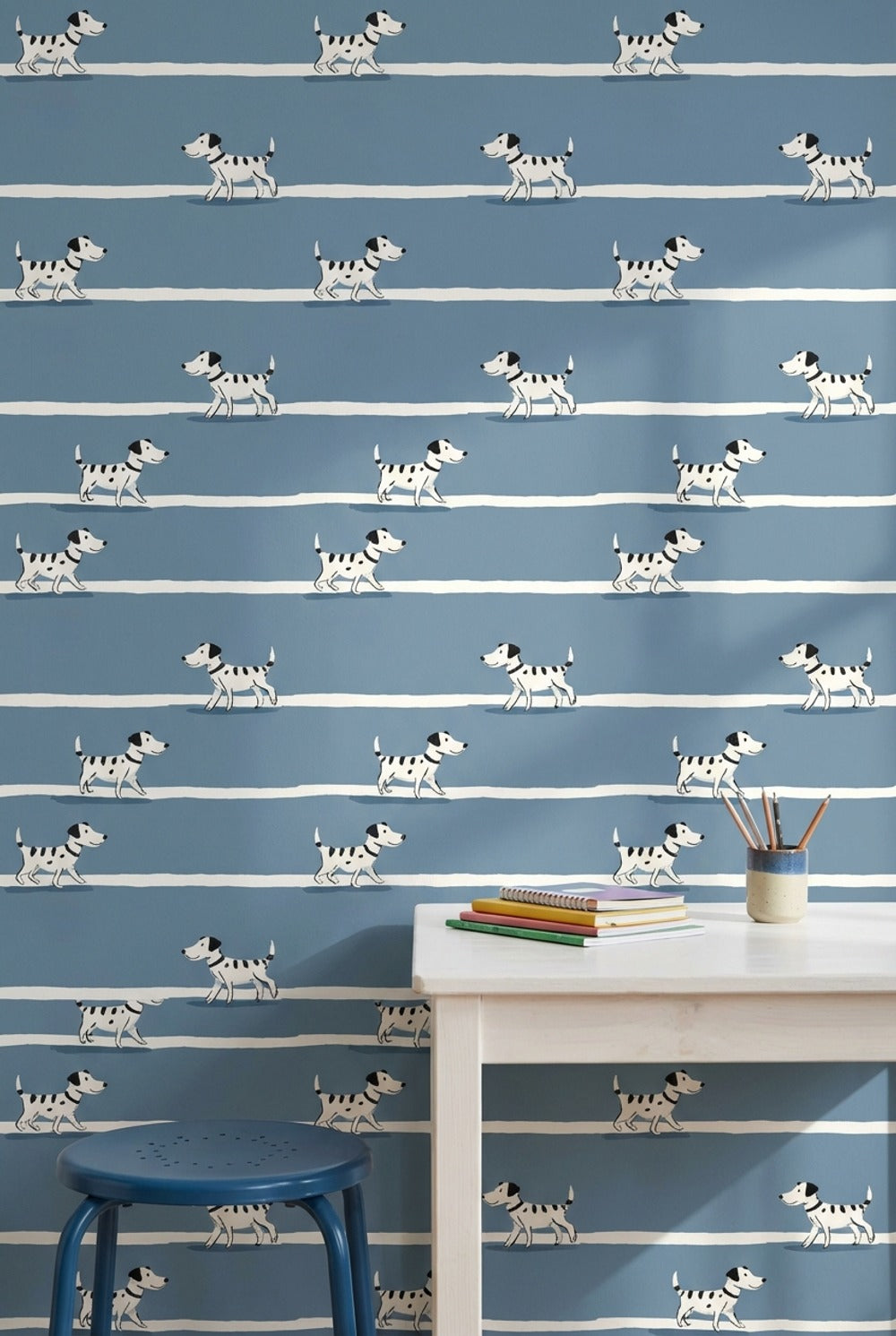 Dogs Wallpaper Striped Cartoon Removable Wall Decor