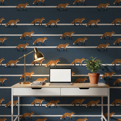 Fox Pattern Wallpaper Animal Print Removable Modern Wall Art