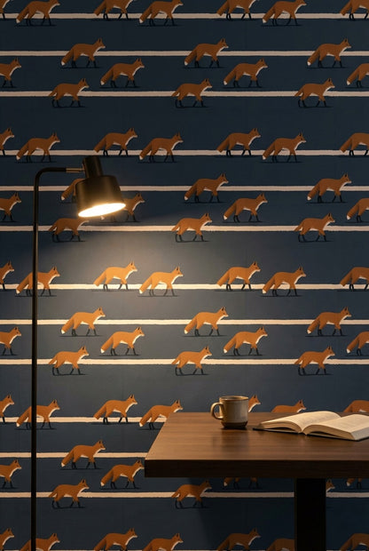 Fox Pattern Wallpaper Animal Print Removable Modern Wall Art