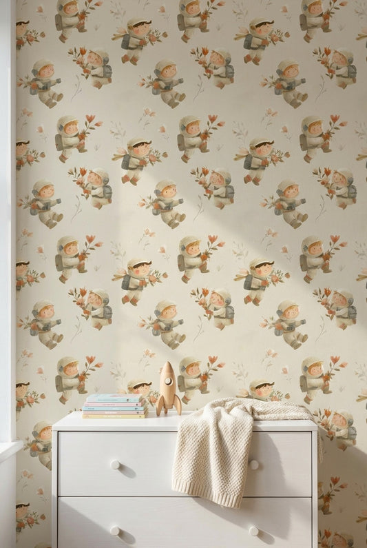 Astronaut Wallpaper Children Whimsical Wall Decor