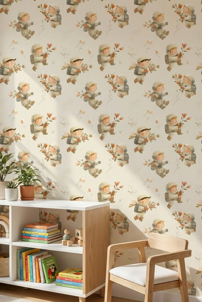 Astronaut Wallpaper Children Whimsical Wall Decor