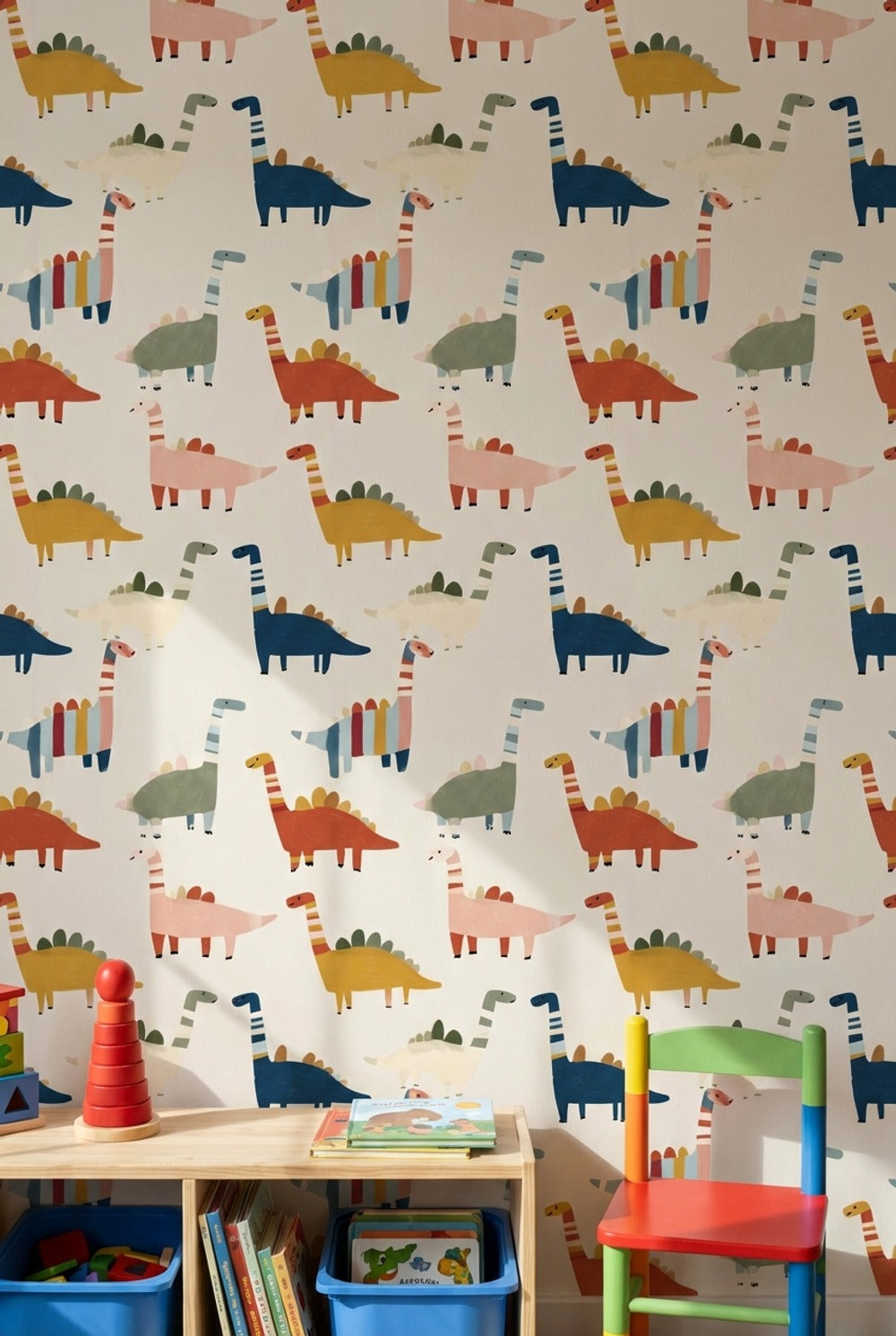 Dinosaurs Wallpaper Cartoon Whimsical Wall Decor