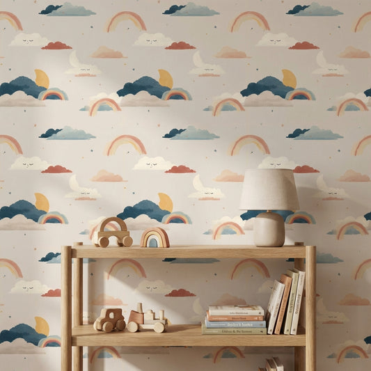 Clouds Wallpaper Whimsical Removable Rainbow Wall Art